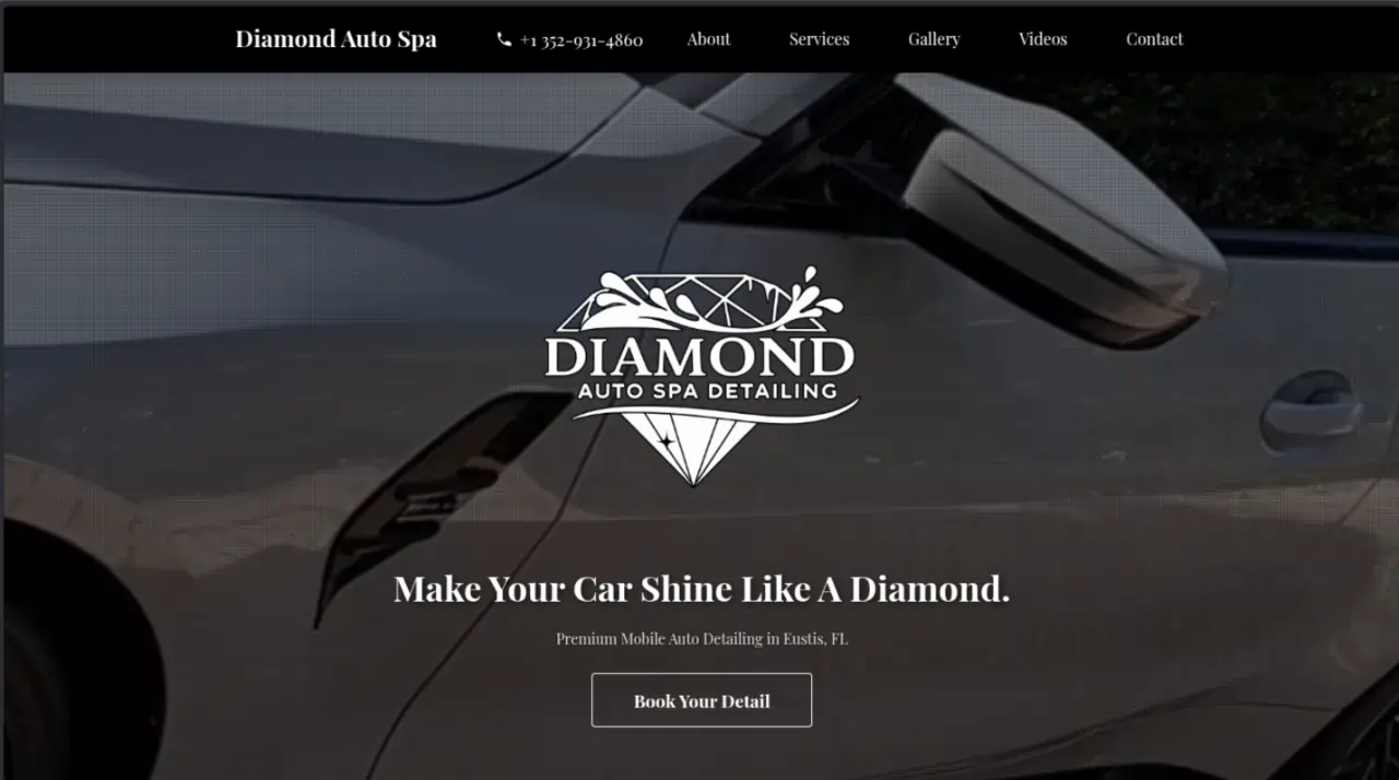 Mobile-friendly website design for Diamond Auto Spa Detailing in Eustis, FL