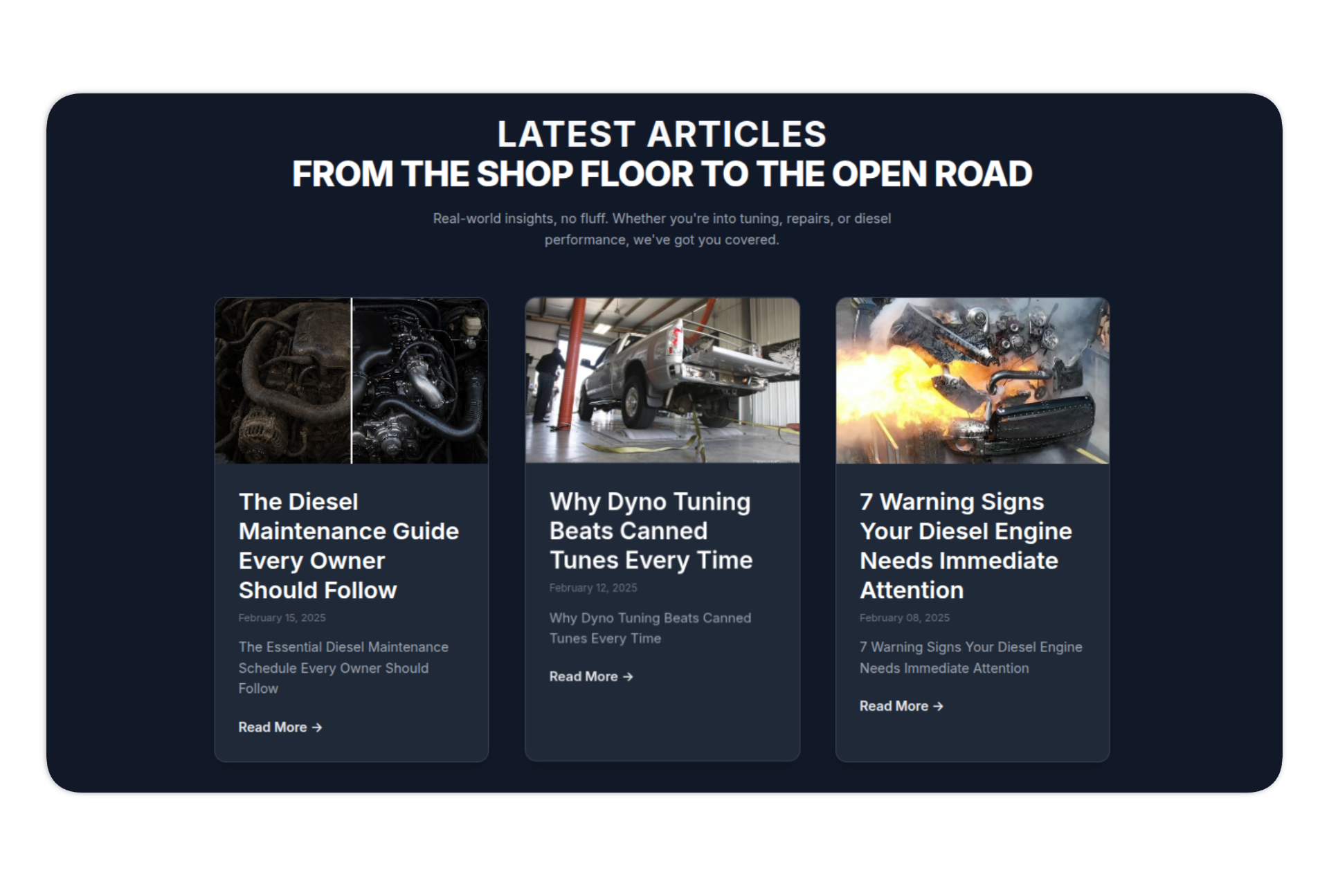 Blog showing first three entries